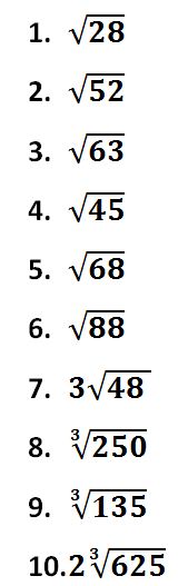 Tema 3: Simplificación de raices cuadradas