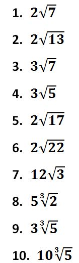 Tema 3: Simplificación de raices cuadradas