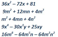 Factorización de trinomios cuadrados perfectos