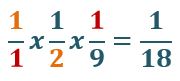 Multiplicación de tres fracciones
