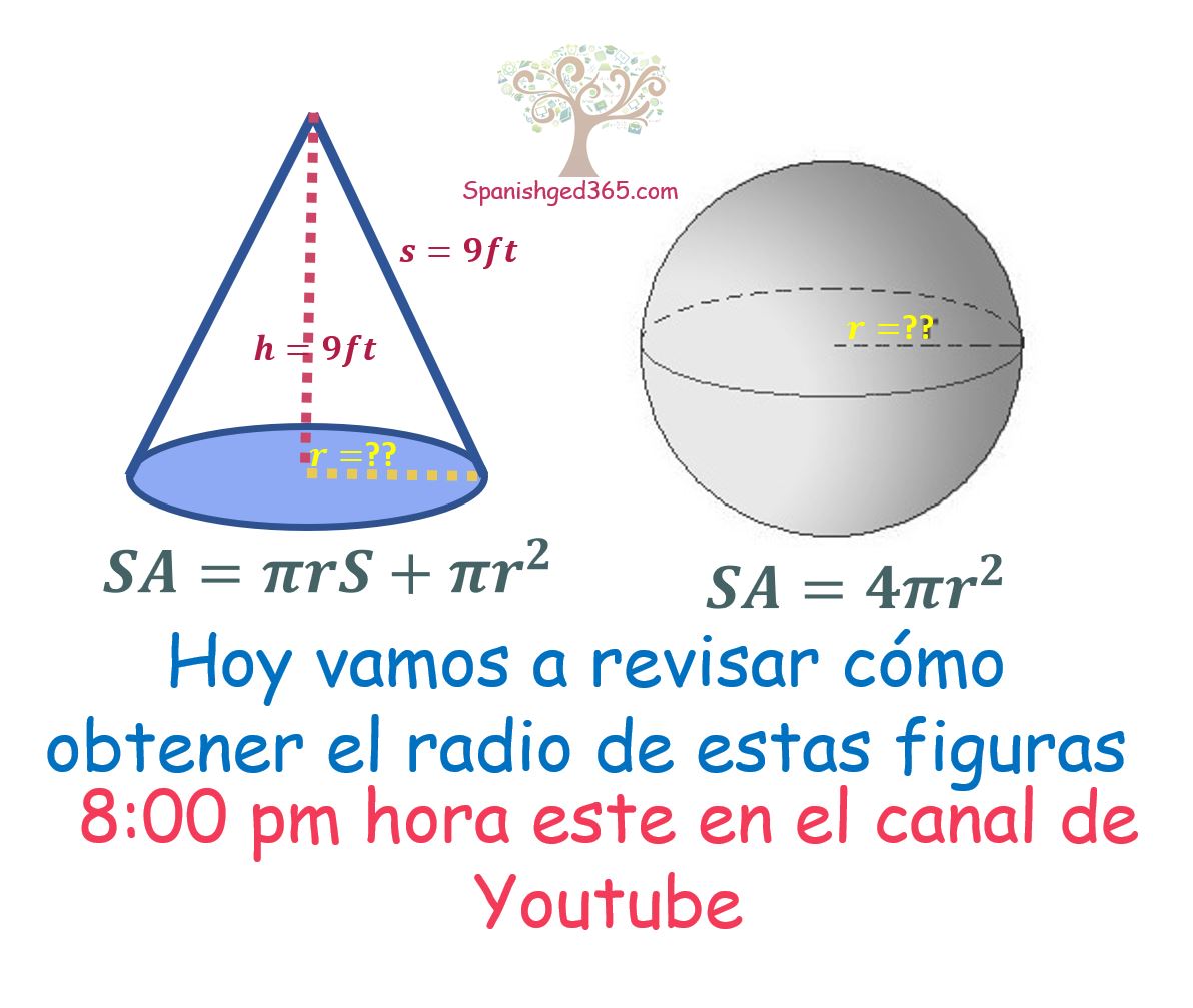 7ª Clase de GEOMETRÍA Despejar formulas Spanish GED 365