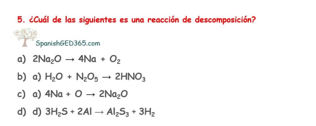 Examen de practica -QUÍMICA - Spanish GED 365