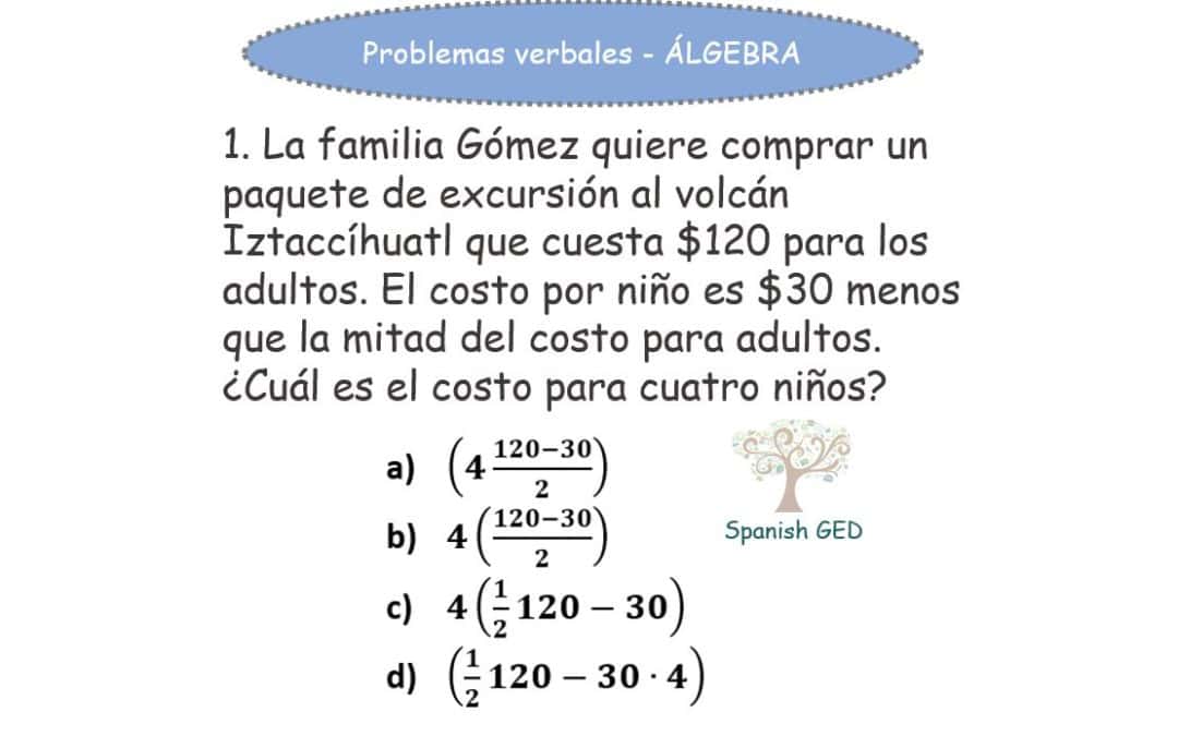 Problemas verbales de álgebra